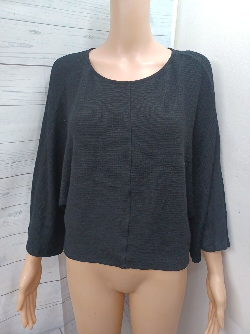 Maeve Anthropologie Womens Cropped Dolman Sleeve Blouse Black Sz S Cottage